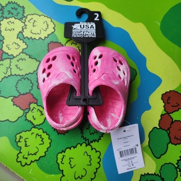 NWT Croc Style Rubber Slingback Clog Pink Newborn Baby Girl Size 2 USA Made New - Picture 1 of 10